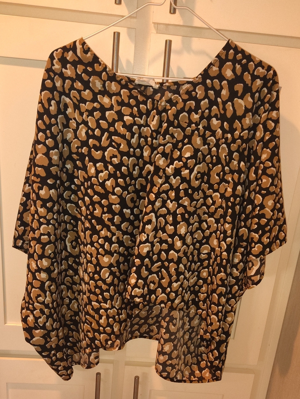 Fantastic Fawn Black and Tan Leopard Print Blouse